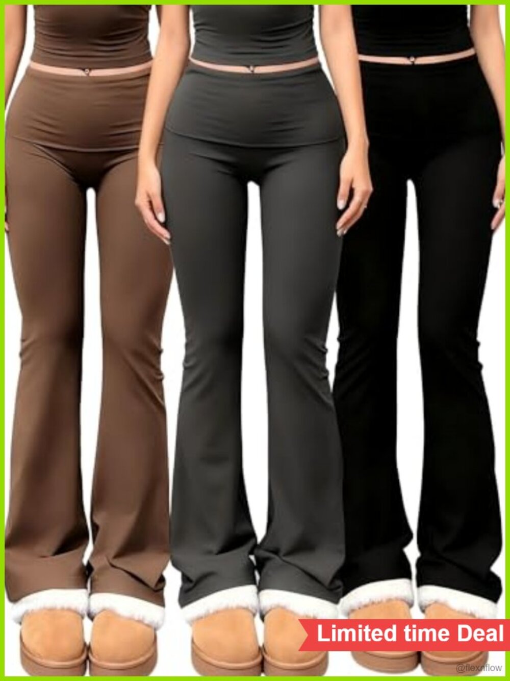 3-Piece High-Waisted Flare Yoga Pants Set with Tummy Control